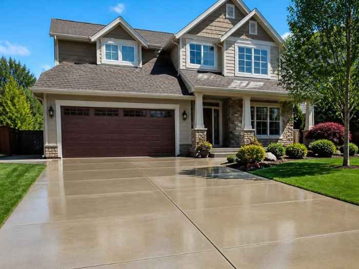 Freshly cleaned driveway with an even, restored finish