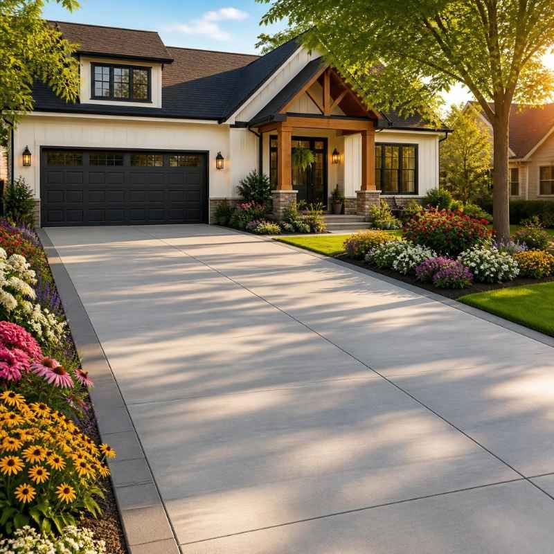 Concrete driveway restored to an even finish